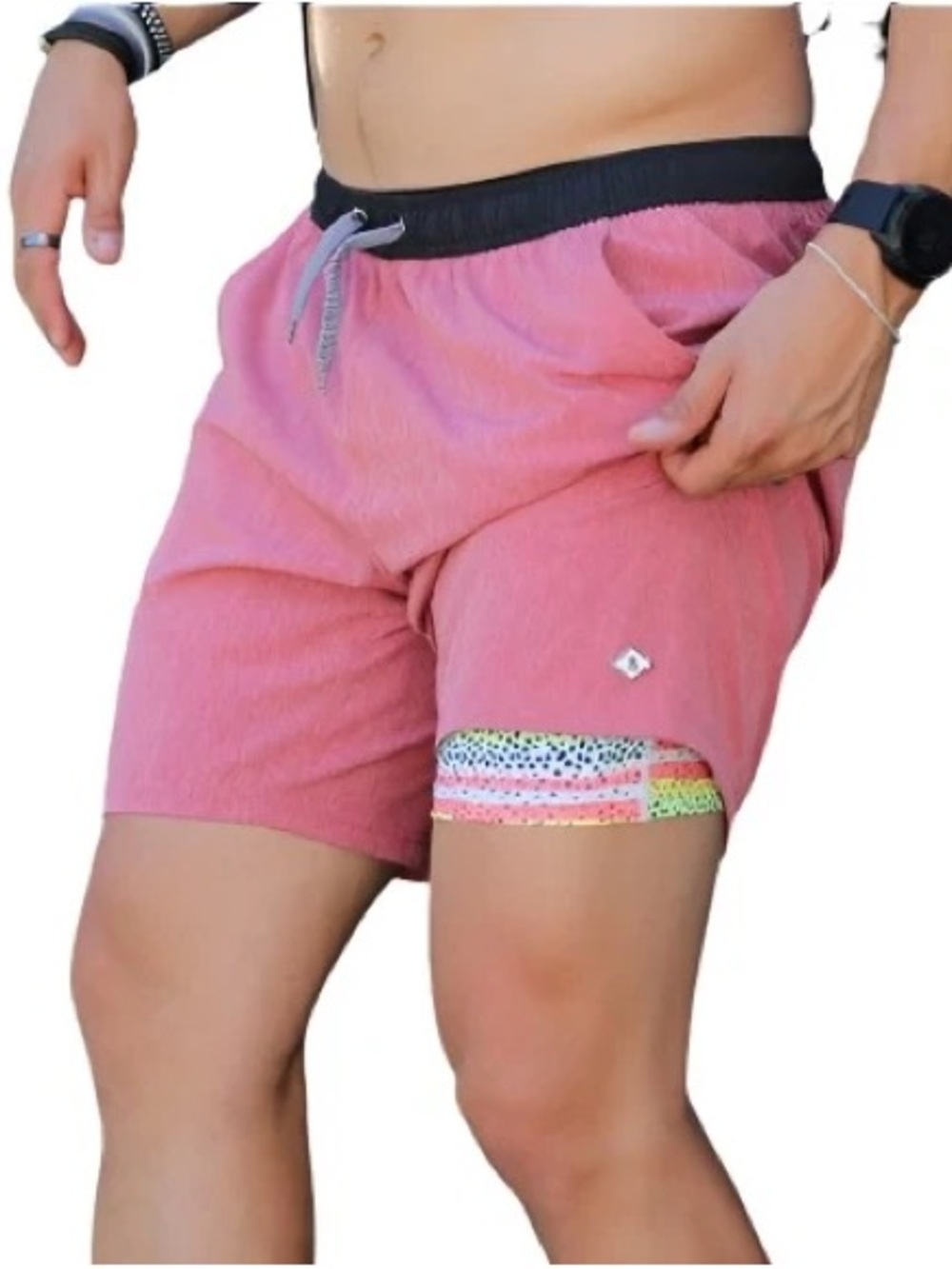 Burlebo Athletic Shorts Cardinal Heather Red Rainbow Trout Sz Large Original 7”